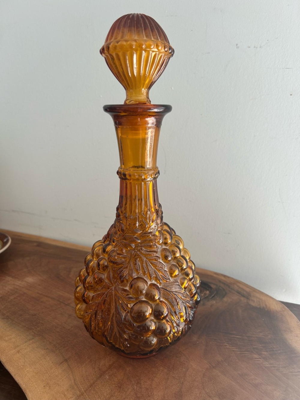 Vintage Imperial Glass Marigold AmberCarnival Glass Decanter Textured Jug